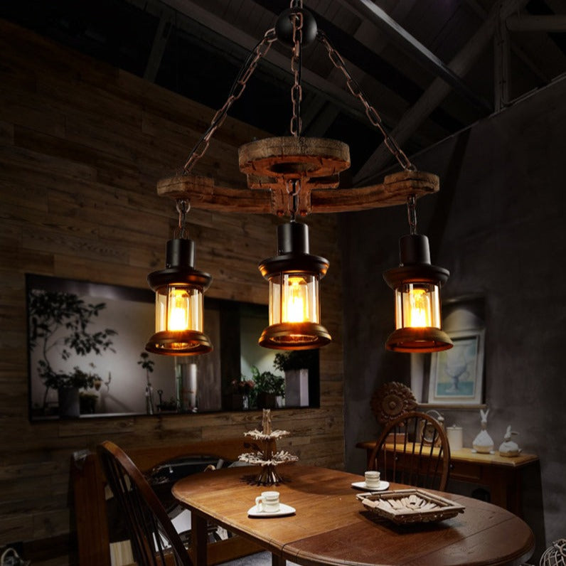 Lustre vintage avec base en forme d'ancre en bois Alaska - vue 2 sur 10
