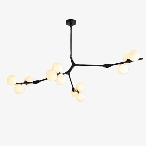 Lustre moderne LED branches métalliques et lampes en verre Yolan