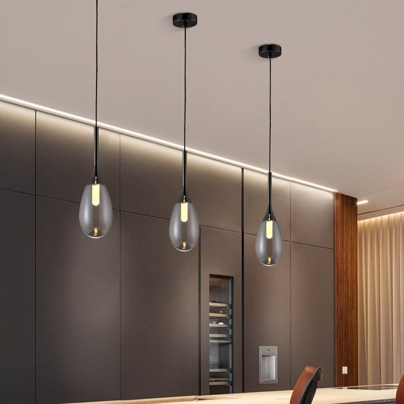 Suspension moderne LED en verre fumé Saeli