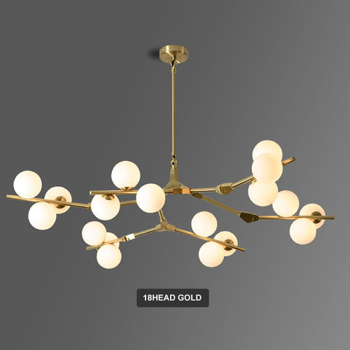 Lustre moderne LED branches métalliques et lampes en verre Yolan - vue 14 sur 17