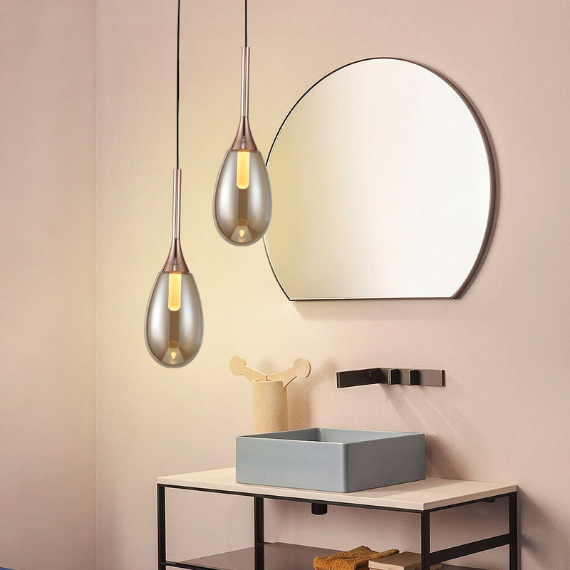 Suspension moderne LED en verre fumé Saeli