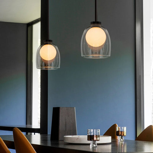 Suspension design avec abat-jour en verre Jowie