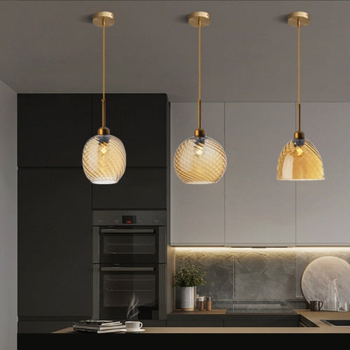 Suspension moderne LED avec abat-jour en verre Alvaro