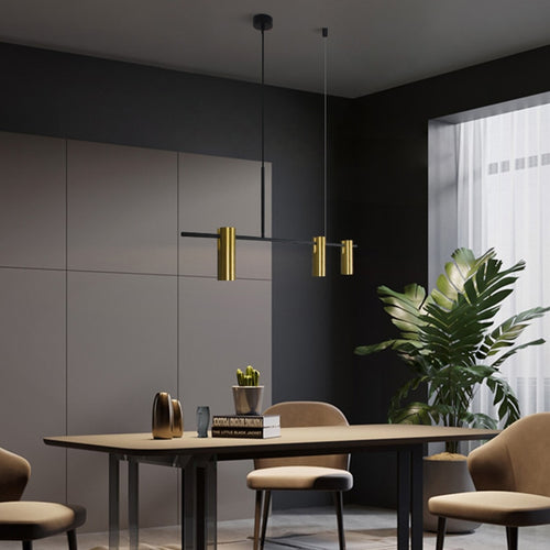Minimalist designer chandelier with gold Prism spotlights - vue 3 sur 7