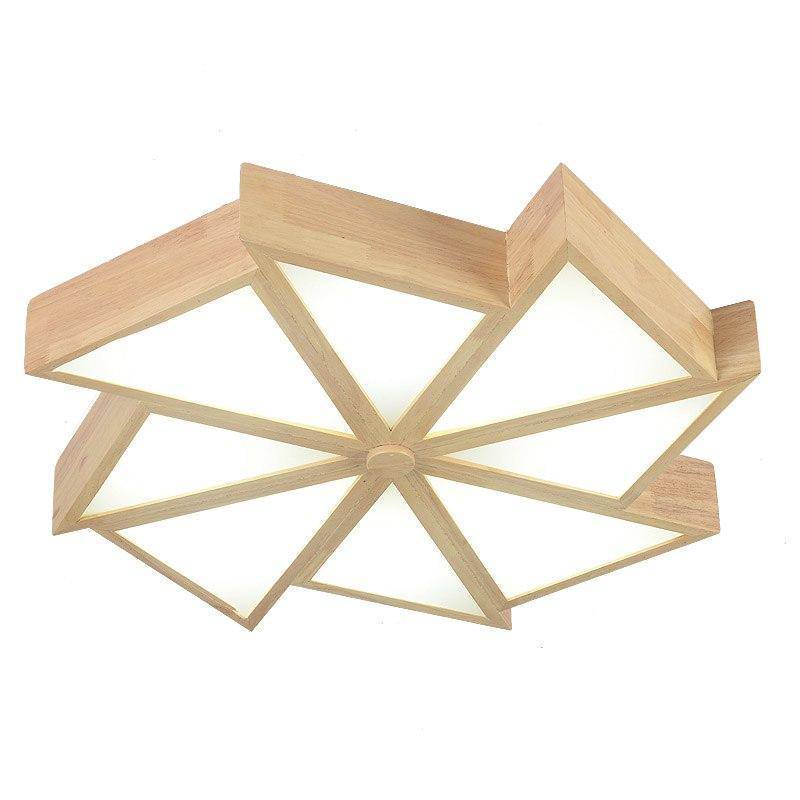 Plafonnier LED en bois en forme des plusieurs triangles
