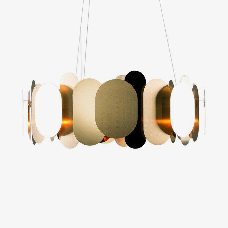 Lustre design chromé moderne à plaques rondes et plates Villa