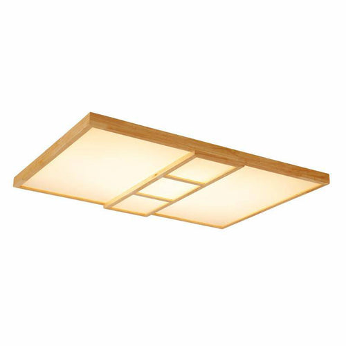 Plafonnier en bois design à LED avec carrés - vue 2 sur 3