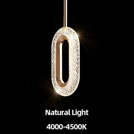 Suspension moderne LED forme ovale et dorée Elaia