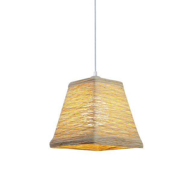 Suspension moderne LED abat-jour en rotin Sevyn - vue 4 sur 6
