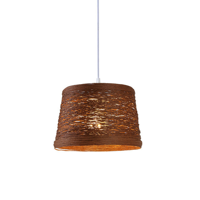 Suspension moderne LED abat-jour en rotin Sevyn - vue 3 sur 6