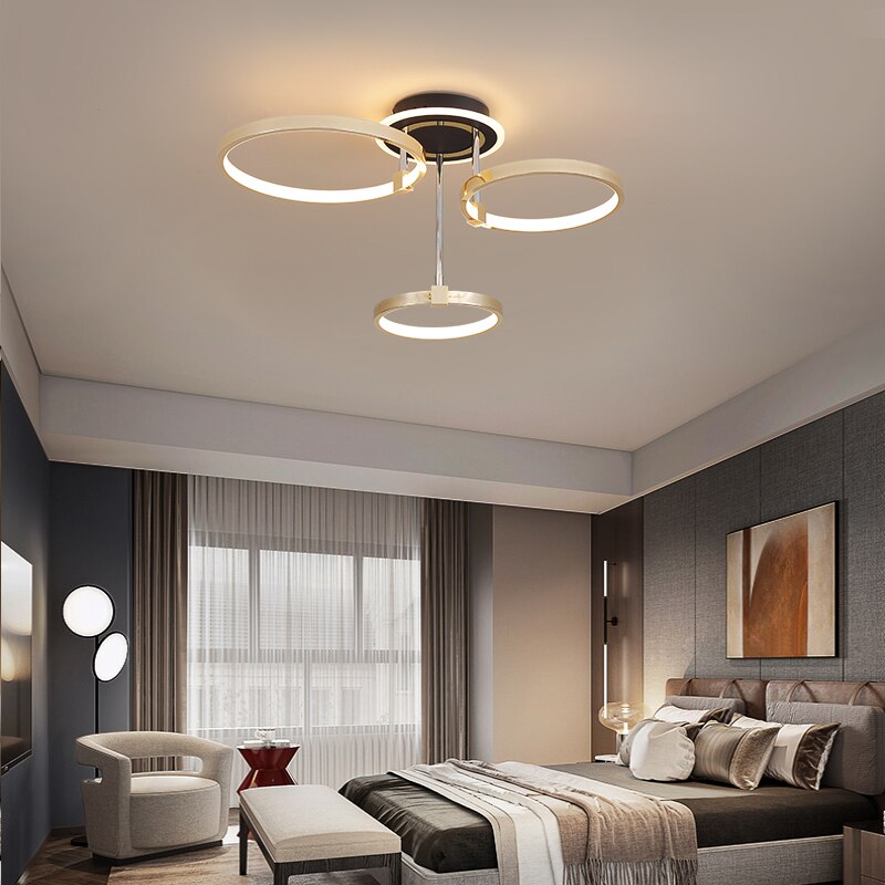 Plafonnier design LED avec anneaux suspendus Xina - vue 4 sur 8