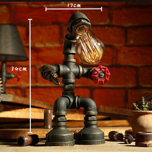 Industrial LED table lamp metallic robot figure Nile
