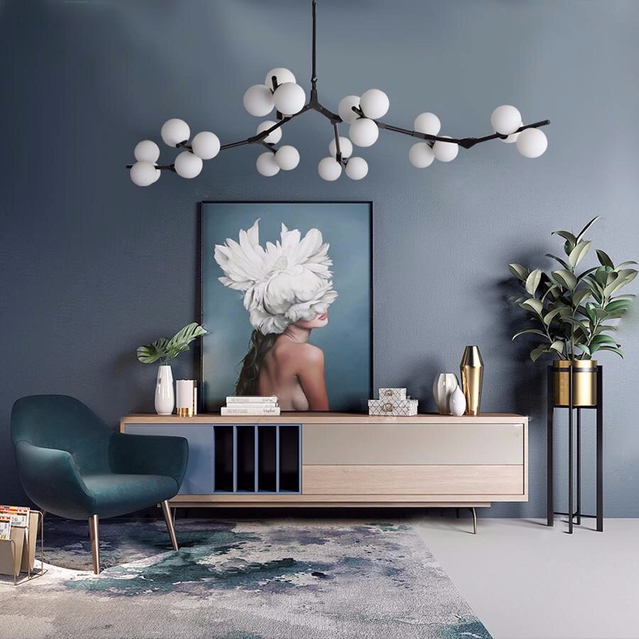 Lustre moderne LED branches métalliques et lampes en verre Yolan - vue 9 sur 17