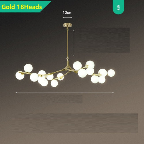 Lustre moderne LED branches métalliques et lampes en verre Yolan - vue 9 sur 17