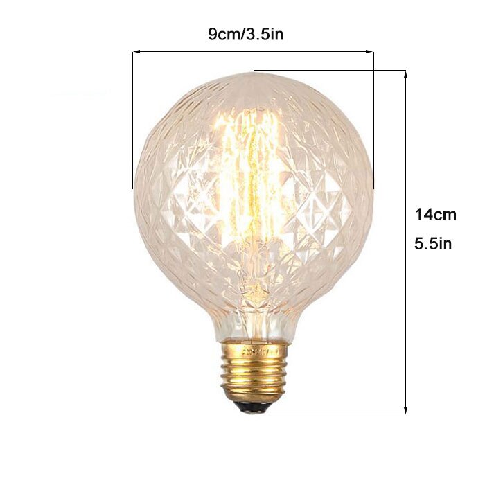Ampoule globe déformé à incandescence filament vintage 40W Edison