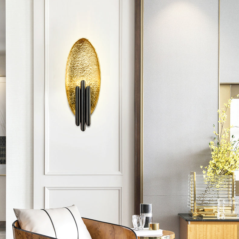 Applique murale moderne LED ovale avec tubes dorés Avery - vue 3 sur 10
