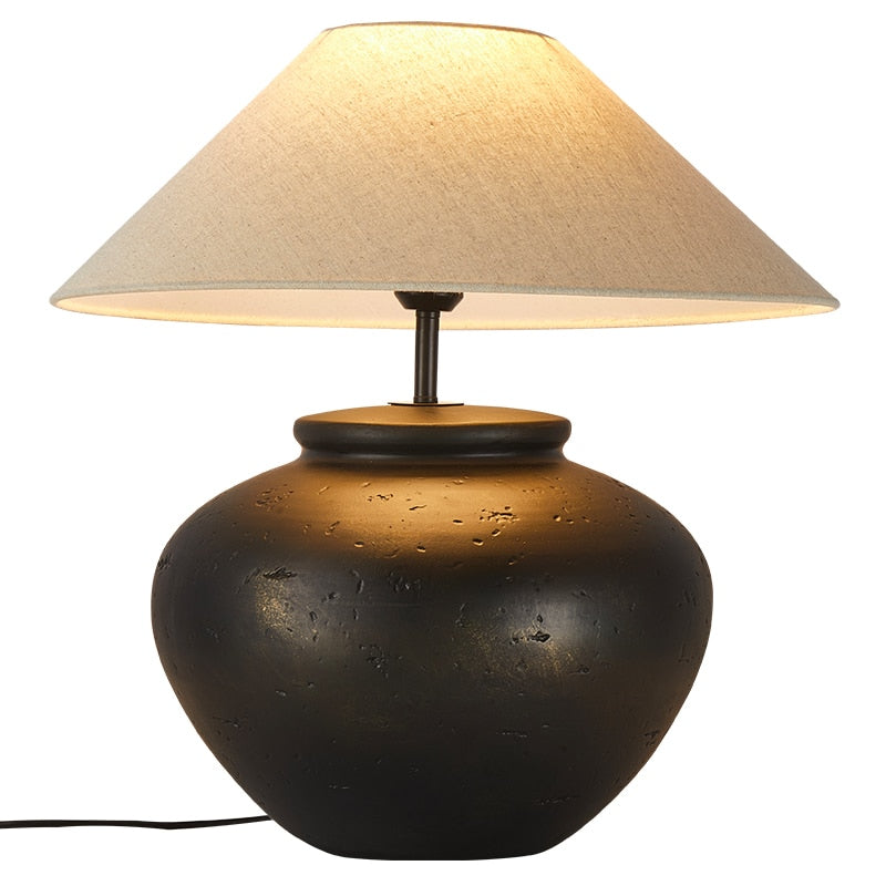 Lampe de chevet en céramique abat-jour en tissus Japan