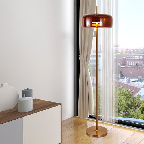 Lampadaire design arrondie en verre fumé Chandelier