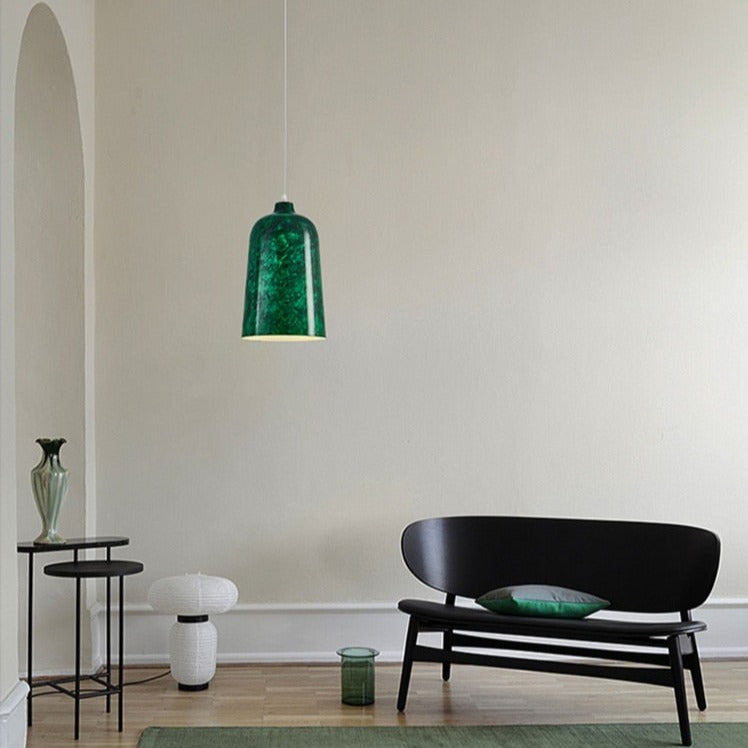 Suspension design avec abat-jour en métal vert Livia - vue 6 sur 6