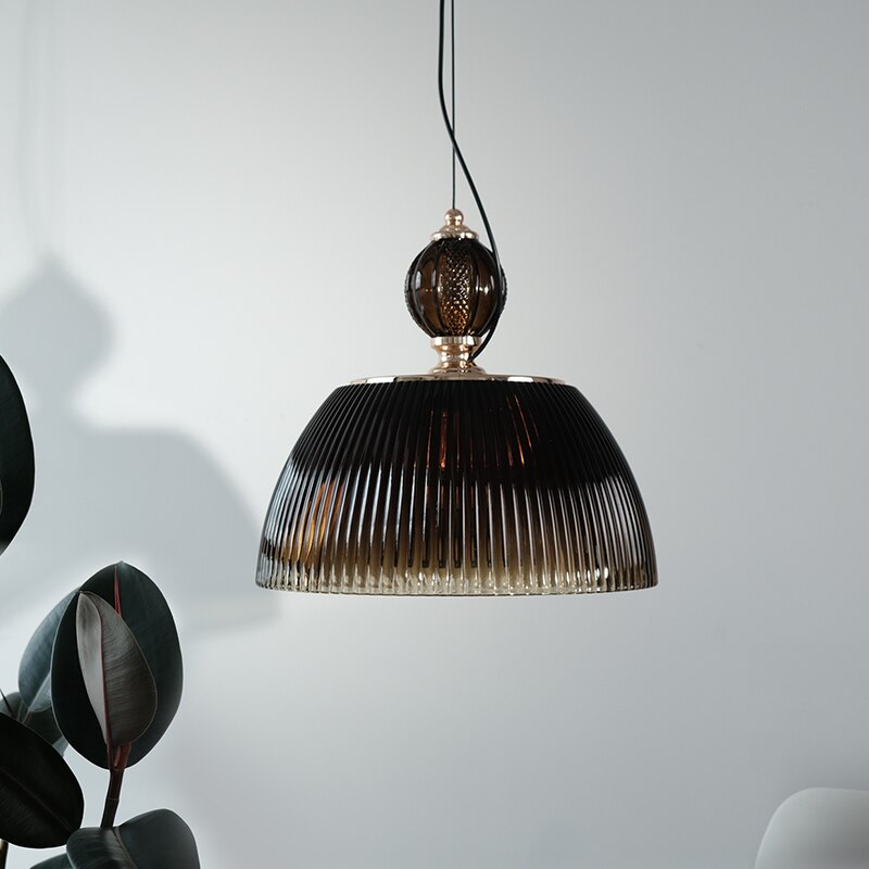 Suspension avec abat-jour en verre style rétro Lorm