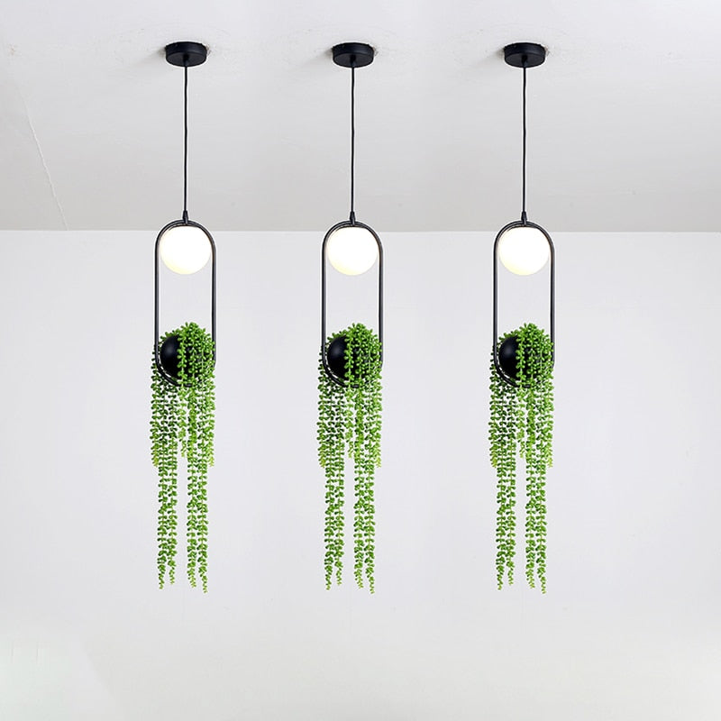 Suspension moderne LED ovale en métal noir Loom - vue 5 sur 8