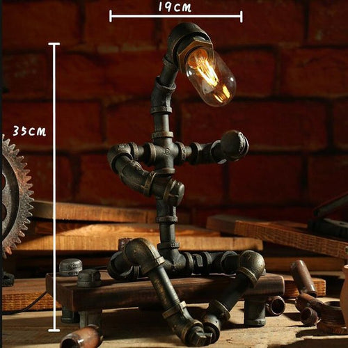 Lampe à poser industrielle LED figure robotique métallique Nile - vue 16 sur 15