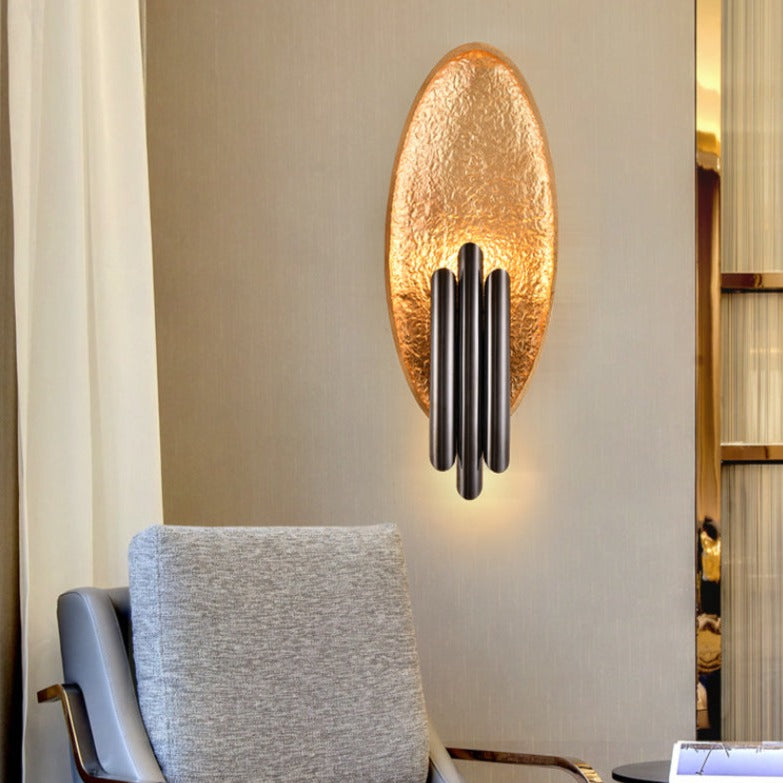 Applique murale moderne LED ovale avec tubes dorés Avery - vue 2 sur 10