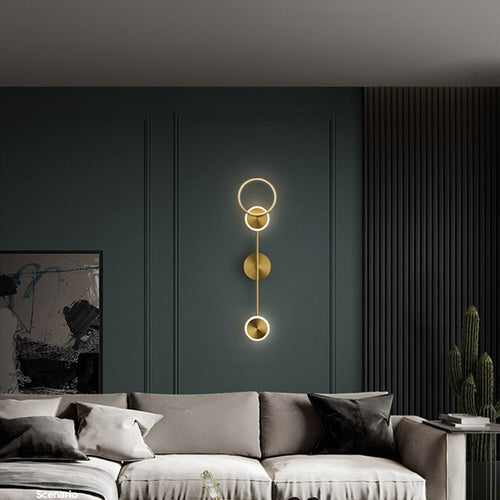 Applique murale moderne LED circulaire en métal doré Sicily