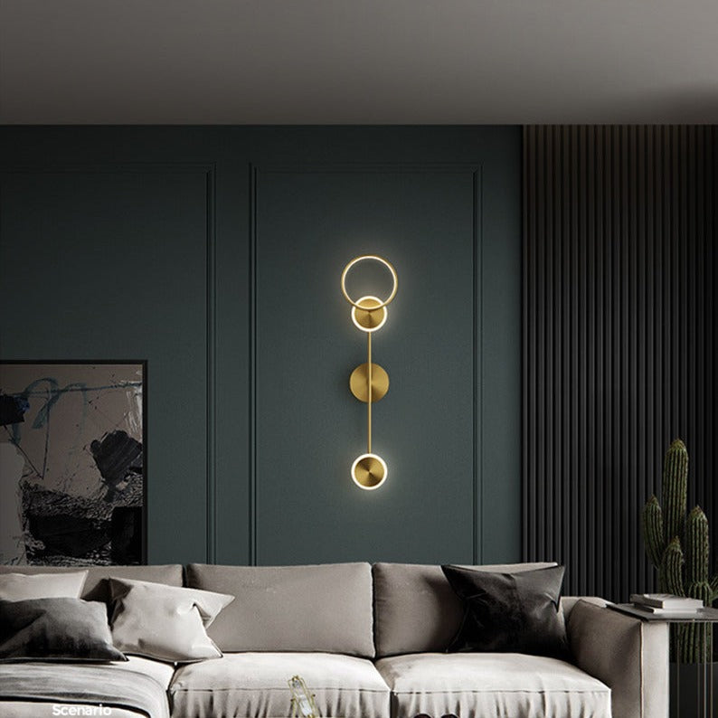 Applique murale moderne LED circulaire en métal doré Sicily - vue 5 sur 13