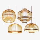 Suspension en bambou LED avec différents cylindres style Asian