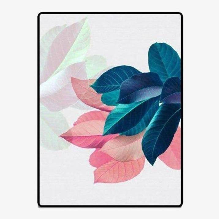 Tapis moderne rectangle à feuilles colorées bleu et rose Anto - vue 2 sur 3