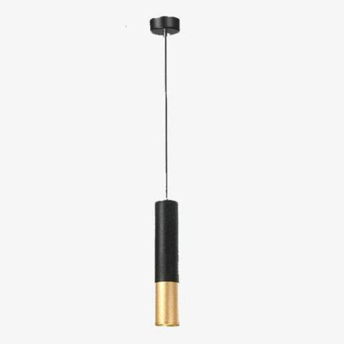 Suspension design LED cylindre noir et doré style Hang