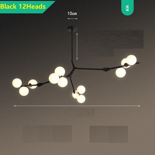 Lustre moderne LED branches métalliques et lampes en verre Yolan - vue 11 sur 17