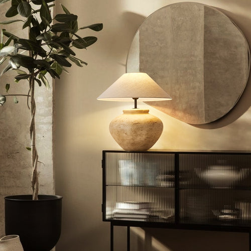 Lampe de chevet en céramique abat-jour en tissus Japan
