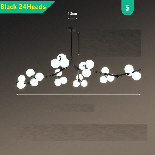 Lustre moderne LED branches métalliques et lampes en verre Yolan - vue 13 sur 17