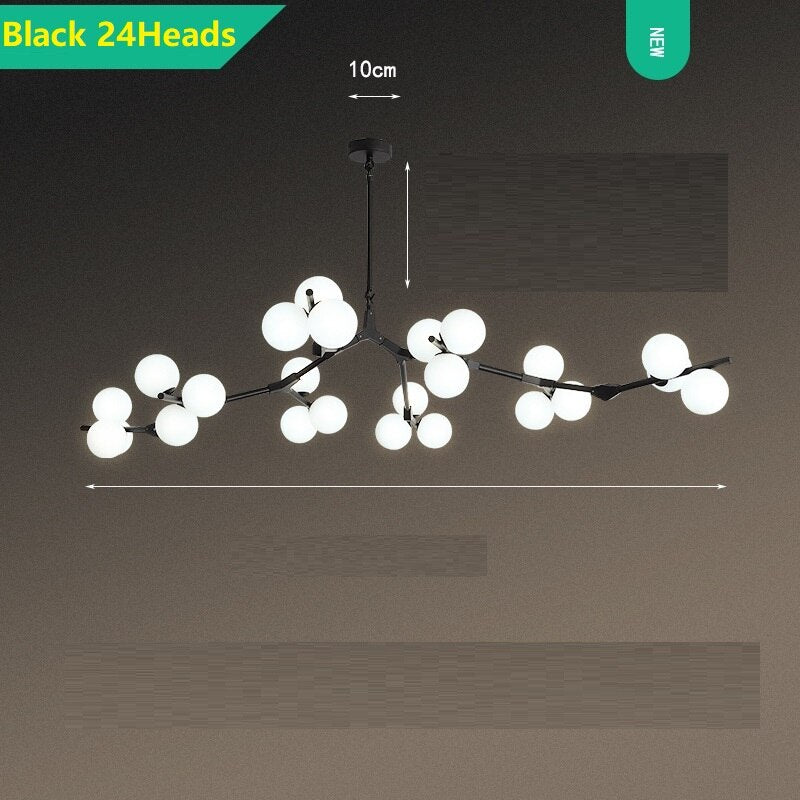 Lustre moderne LED branches métalliques et lampes en verre Yolan - vue 12 sur 17