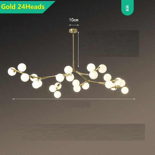 Lustre moderne LED branches métalliques et lampes en verre Yolan - vue 7 sur 17