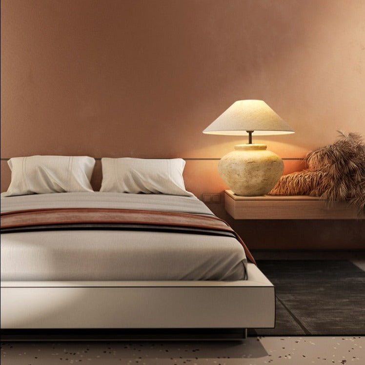 Lampe de chevet en céramique abat-jour en tissus Japan