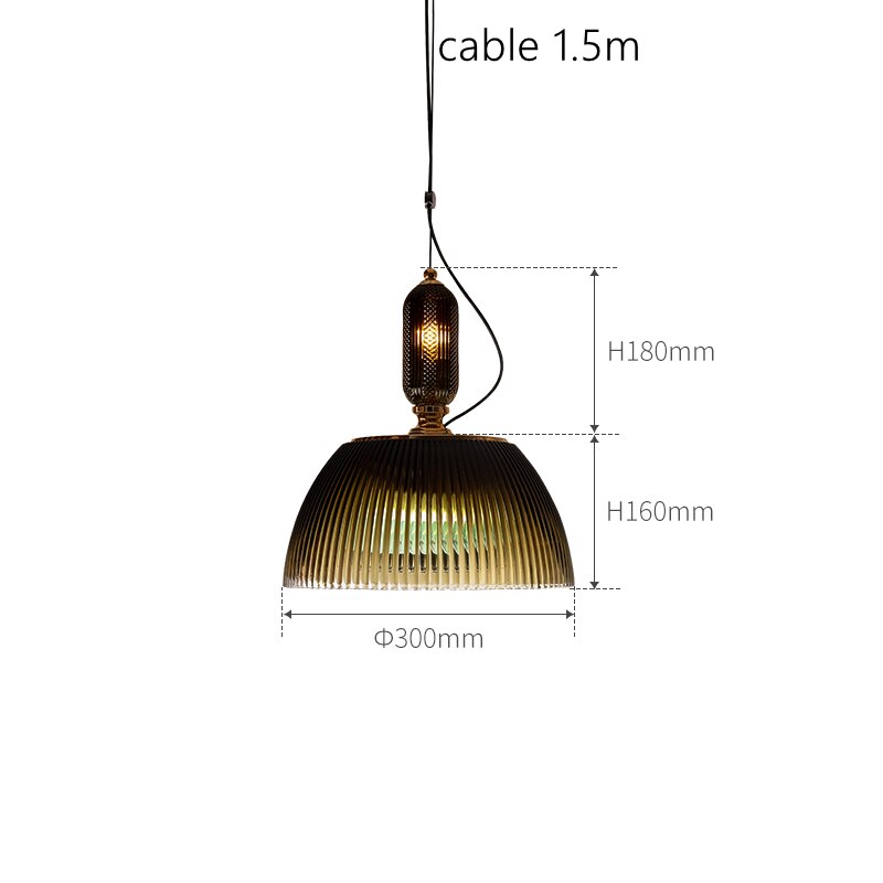Suspension avec abat-jour en verre style rétro Lorm
