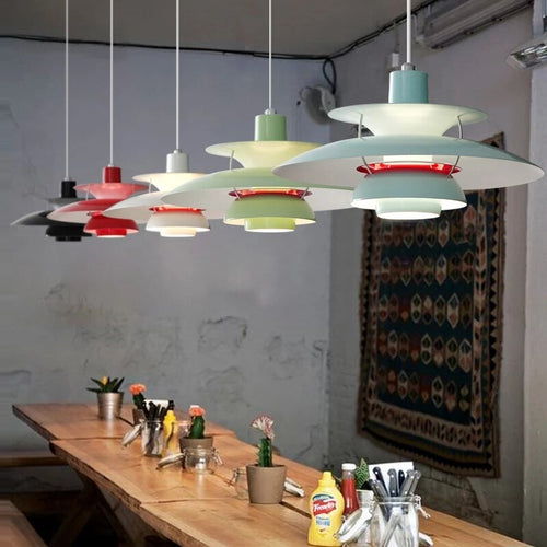 Suspension industrielle LED colorée en métal Barnaby