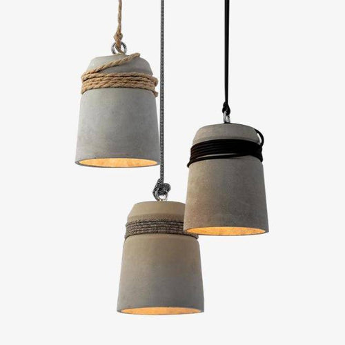 Suspension rétro en ciment et cordage Concret