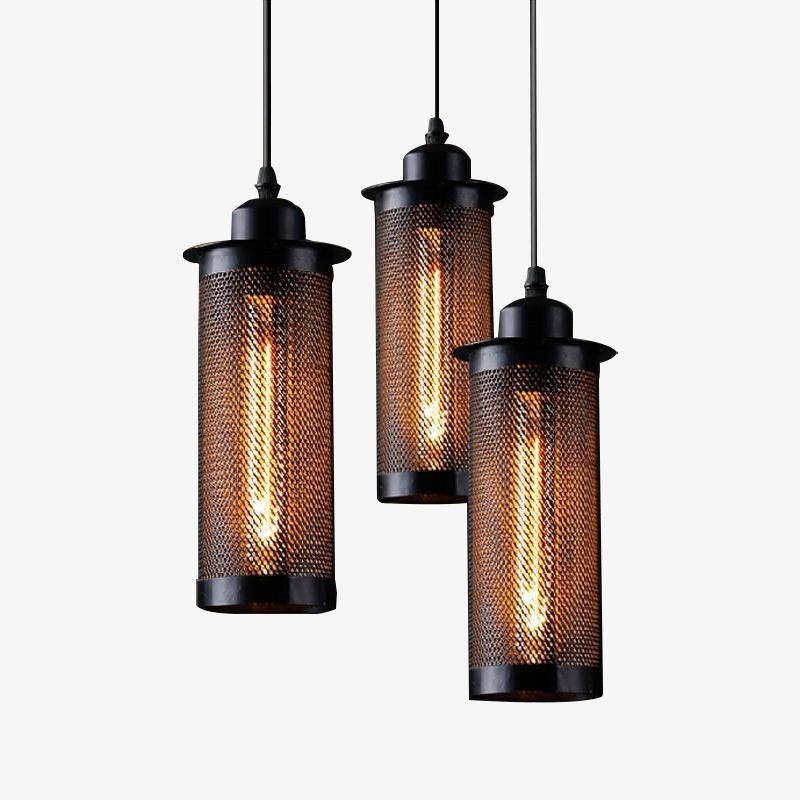 Suspension vintage et industrielle avec grillage - vue 8 sur 7