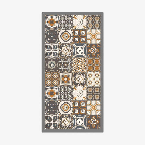 Tapis vintage rectangle aux motifs orange et gris Rug