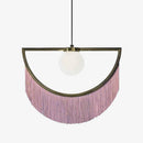Suspension design LED avec demi-cercle en métal et pendentif coloré