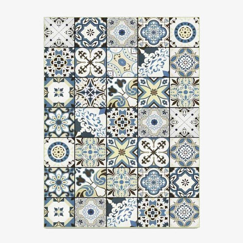 Tapis rectangle vintage aux motifs colorés Mats