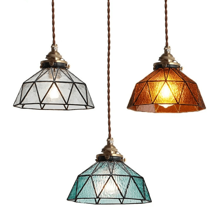 Vintage style coloured glass LED pendant light - vue 2 sur 6