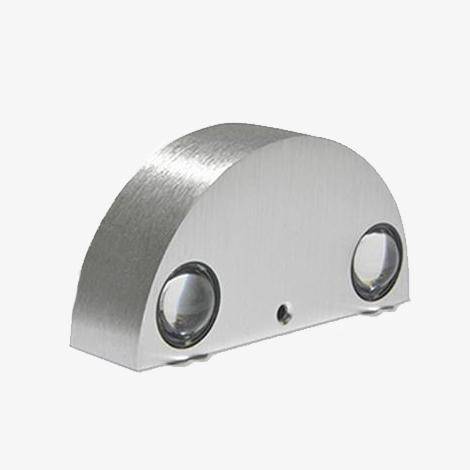 Applique chromé demi-cercle avec LED haut et bas (2 pièces)