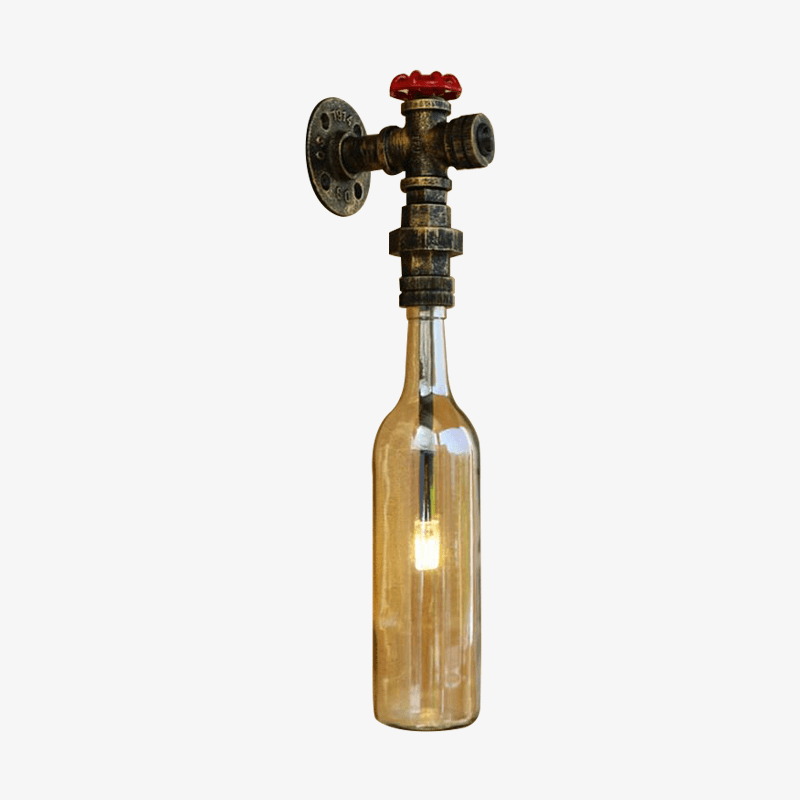 Applique murale LED avec bouteille en verre dans tuyauterie
