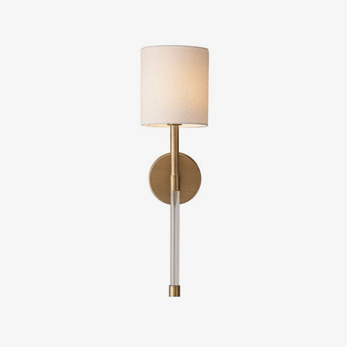 Applique murale moderne LED avec abat-jour beige et tige métal rétro