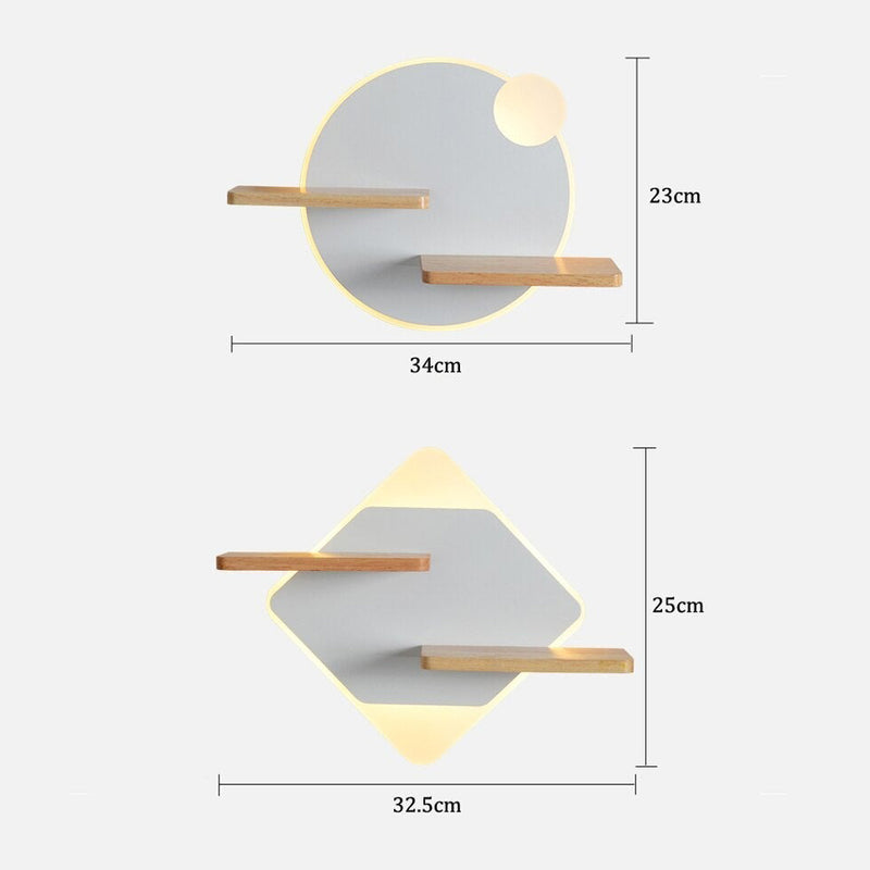 Applique murale moderne LED avec étagères en métal Olympea